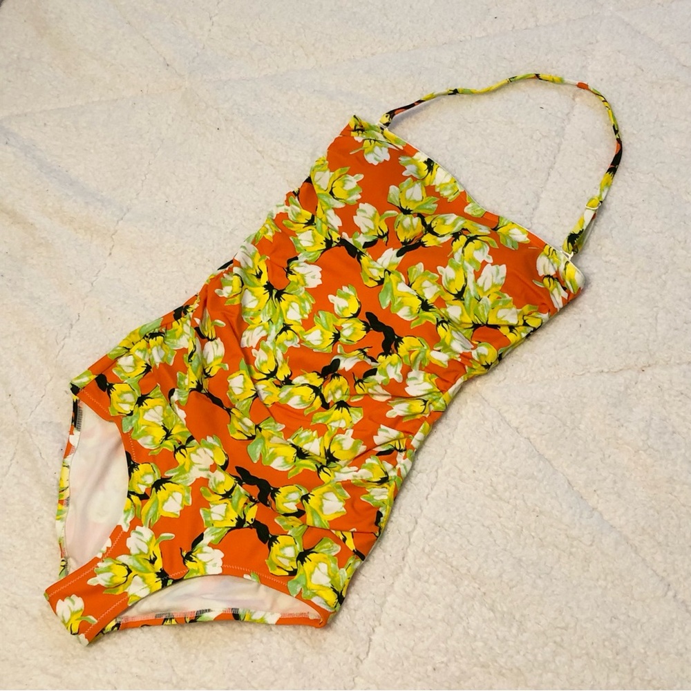 Floral One Piece Halter/Strapless Bathing Suit